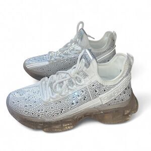 Steve Madden Women's White "Maxima" Sneakers with Clear Jelly Sole SZ 11